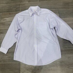 Brooks Brothers Original Polo Shirt Men XL 17-4/5 PurpleWhite Stripe Button Down